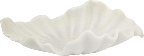 Off-white Large Decorative Bowl - 16" Fruit/Key/Purse Bowl for Home Decor - Coffee Table & Entryway Table Decor - Scalloped Ruffle Bowls - Unique Centerpiece Bowls(Big) in Saudi Arabia