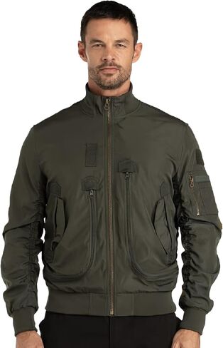BAERSkin Men's Lightweight Bomber Jacket — Water-Repellent Windbreaker, 10 Pockets, PFAS-Free, Spring & Fall Flight Jacket in Kuwait