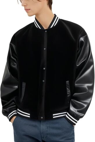 Men's Casual Jacket Leather Long Sleeve Loose Thin Section Fall and Winter Retro Hundred Baseball Clothing Jacket in Saudi Arabia