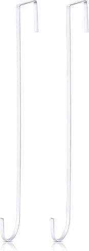 Hotop 15 Inch Wreath Hangers for Front Door Wreath Doors Hangers Steel Material Clothes Towel Hooks Holder Over The Door Hanger Hooks 2 Pcs for Christmas Halloween Front Decorations(White) in Kuwait