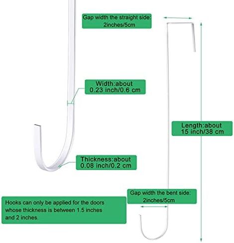 Hotop 15 Inch Wreath Hangers for Front Door Wreath Doors Hangers Steel Material Clothes Towel Hooks Holder Over The Door Hanger Hooks 2 Pcs for Christmas Halloween Front Decorations(White) in Kuwait