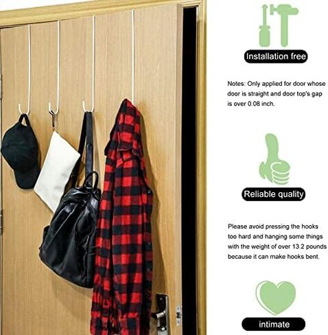 Hotop 15 Inch Wreath Hangers for Front Door Wreath Doors Hangers Steel Material Clothes Towel Hooks Holder Over The Door Hanger Hooks 2 Pcs for Christmas Halloween Front Decorations(White) in Kuwait