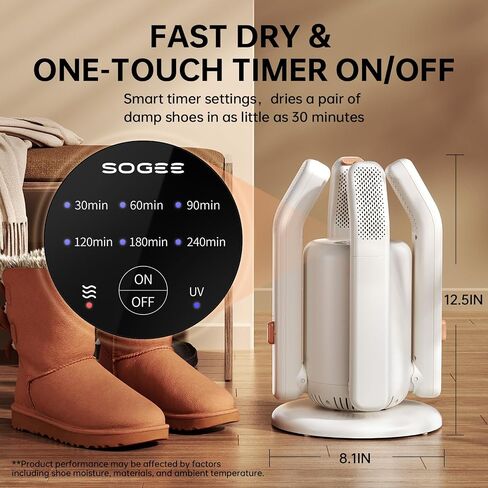 Boot Dryer, Shoe Dryer for Work Boots and Gloves, 4 Tubes with 6 Timers, Rose Salt Remove Odor, Quiet Portable Shoe Dehumidifier, Suitable for Ski Boots, Shoes, Gloves, Socks & Hats, SH03 in Saudi Arabia