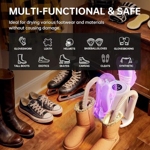 Boot Dryer, Shoe Dryer for Work Boots and Gloves, 4 Tubes with 6 Timers, Rose Salt Remove Odor, Quiet Portable Shoe Dehumidifier, Suitable for Ski Boots, Shoes, Gloves, Socks & Hats, SH03 in Saudi Arabia