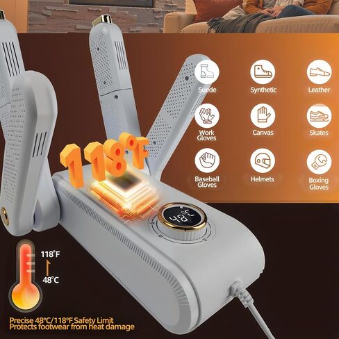 EXELIQ Shoe Dryer, 4 Adjustable Brackets, Portable Boot Dryer, Intelligent Timer, Boot and Glove Dryer, UV Light Sanitization in Saudi Arabia