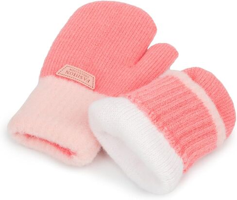 XuoAz Winter Mittens for Kids Boys Girls Thick Knit Fleece Lind Warm Gloves Cold Weather 3-7 Years in Kuwait