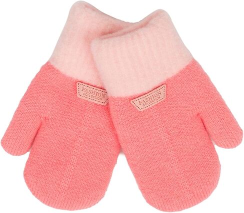 XuoAz Winter Mittens for Kids Boys Girls Thick Knit Fleece Lind Warm Gloves Cold Weather 3-7 Years in Kuwait