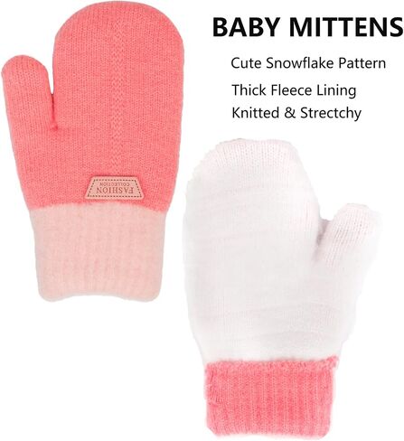 XuoAz Winter Mittens for Kids Boys Girls Thick Knit Fleece Lind Warm Gloves Cold Weather 3-7 Years in Kuwait
