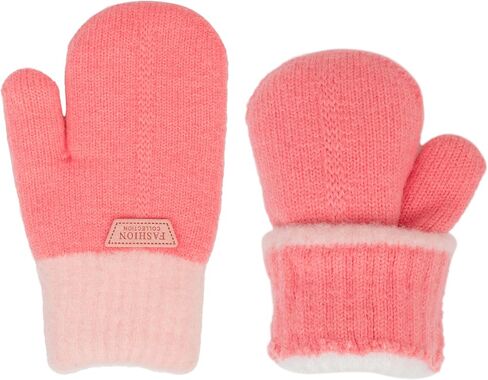 XuoAz Winter Mittens for Kids Boys Girls Thick Knit Fleece Lind Warm Gloves Cold Weather 3-7 Years in Kuwait