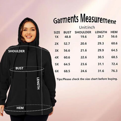 Plus Size Fleece Jacket Women 1X-5X Zip Up Hoodie Fleece Coat with Pockets, Warm Lightweight Jacket for Spring/Fall in Saudi Arabia