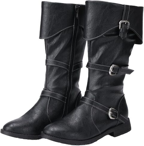 Men Medieval Boots High Knee PU Viking Pirate Retro Costume Boots Cosplay Halloween Shoes in Kuwait