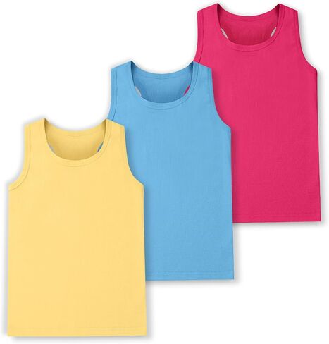 3 Pack Girls Tank Tops Girls Undershirts Soft Cotton Kids Sleeveless Toddlers Dance Tops for Ballet (2T-16Y) in Kuwait