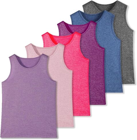6 Pieces Girls Tank Tops Quick Dry Racerback Sleeveless Dance Tank Tops for Gilrs Kids Ballet Undershirts in Kuwait