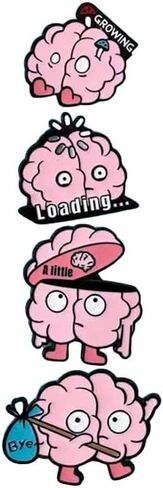 4PCS Funny Cartoon Brain Enamel Pins Set - Loading Growing Bye A Little Novelty Brooches for Backpacks Jackets Hats Bags, Humorous Zinc Alloy Badges for Men Women in Kuwait
