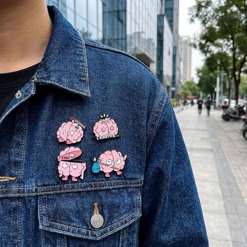 4PCS Funny Cartoon Brain Enamel Pins Set - Loading Growing Bye A Little Novelty Brooches for Backpacks Jackets Hats Bags, Humorous Zinc Alloy Badges for Men Women in Kuwait