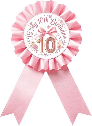 Pink Bow It's My 13th Birthday Tinplate Badge Pin, Pink Rosette 13th Birthday Girl Award Ribbon Button, Coquette Bow Number 13 Brooch Pin for 13th Anniversary Party Decoration in Saudi Arabia