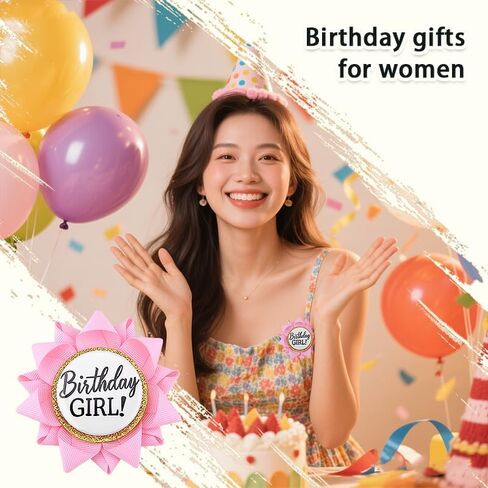 الوردي عيد ميلاد فتاة دبوس زر للنساء الأطفال bday حزب شارة روزيت لابنة عيد الميلاد هدايا عيد ميلاد لحفيدة حزب بروش ديكور للفتيات حزب صالح الملحقات الديكور in Kuwait