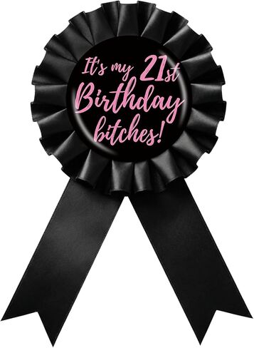 I'm 21 Buy Me a Shot Tinplate Badge Pin, Pink Rosette Happy 21st Birthday Girl Award Ribbon Button, Cheer to 21 Years Old Brooch Pin for Women, Funny 21st Birthday Party Decoration in Saudi Arabia