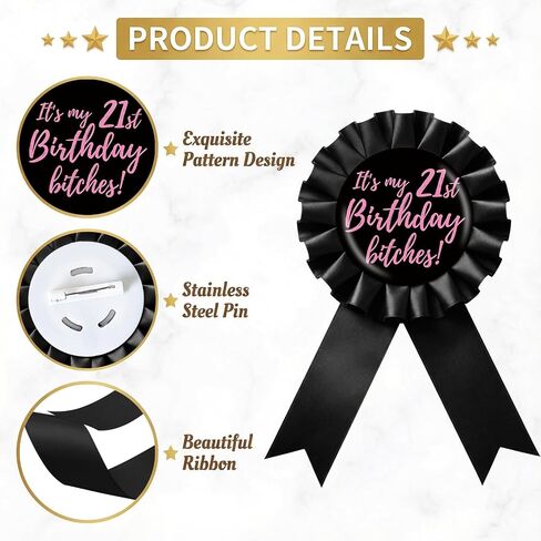 I'm 21 Buy Me a Shot Tinplate Badge Pin, Pink Rosette Happy 21st Birthday Girl Award Ribbon Button, Cheer to 21 Years Old Brooch Pin for Women, Funny 21st Birthday Party Decoration in Saudi Arabia