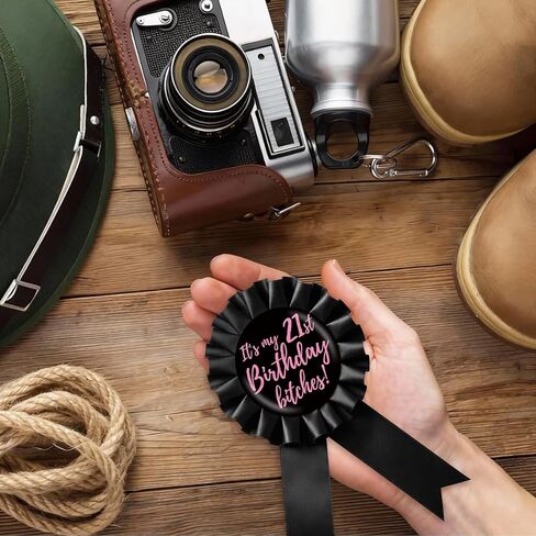 I'm 21 Buy Me a Shot Tinplate Badge Pin, Pink Rosette Happy 21st Birthday Girl Award Ribbon Button, Cheer to 21 Years Old Brooch Pin for Women, Funny 21st Birthday Party Decoration in Saudi Arabia