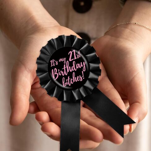 I'm 21 Buy Me a Shot Tinplate Badge Pin, Pink Rosette Happy 21st Birthday Girl Award Ribbon Button, Cheer to 21 Years Old Brooch Pin for Women, Funny 21st Birthday Party Decoration in Saudi Arabia
