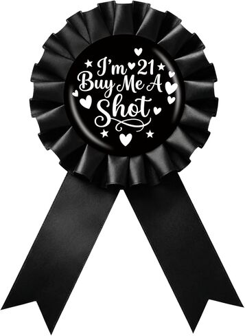 I'm 21 Buy Me a Shot Tinplate Badge Pin, Pink Rosette Happy 21st Birthday Girl Award Ribbon Button, Cheer to 21 Years Old Brooch Pin for Women, Funny 21st Birthday Party Decoration in Saudi Arabia