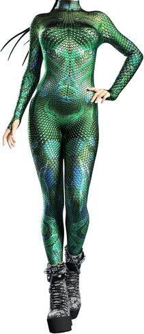 للجنسين هالوين زهرة الورد الهيكل العظمي ارتداءها حزب نحيل الجبهة زيبر Catsuit تأثيري حلي الزي in Kuwait