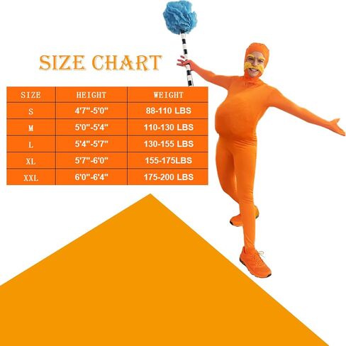 Sheface Men's and Women's Orange Open Face Bodysuit Costume Adult Stretchy Spandex Zentai with Yellow Mustache and Eyebrows in Kuwait