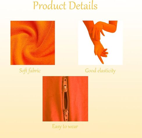 Sheface Men's and Women's Orange Open Face Bodysuit Costume Adult Stretchy Spandex Zentai with Yellow Mustache and Eyebrows in Kuwait