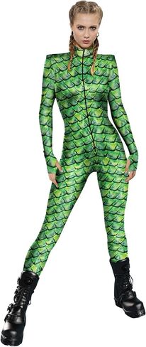 للجنسين هالوين زهرة الورد الهيكل العظمي ارتداءها حزب نحيل الجبهة زيبر Catsuit تأثيري حلي الزي in Kuwait