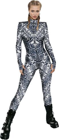 للجنسين هالوين زهرة الورد الهيكل العظمي ارتداءها حزب نحيل الجبهة زيبر Catsuit تأثيري حلي الزي in Kuwait