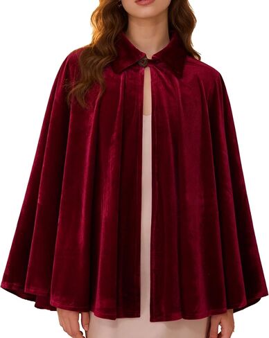 Women Premium Velvet Short Cape, Renaissance Medieval Cape for Wedding Evening Party Halloween Daily Wear in Saudi Arabia