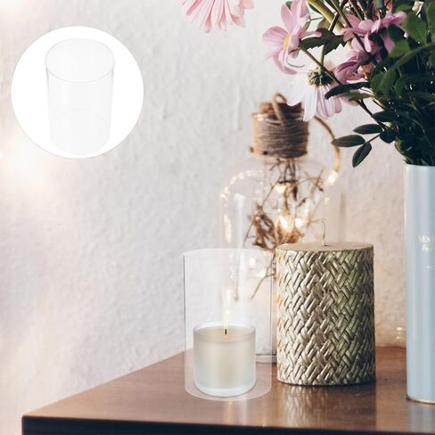 Gadpiparty Glass Candle Shade 10x15cm Glass Hurricane Cylinder Sleeve Windproof Candle Holder Cover for Home Decor and Wedding Centerpiece in Kuwait