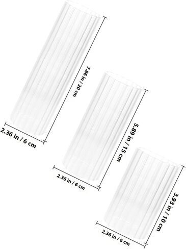 Toyvian Glass Candle Shades Set 3pcs (6x10cm, 6x15cm, 6x20cm) Striped Open Ended Chimney Tubes Decorative Glass Candle Holders for Home and Wedding Décor in Kuwait