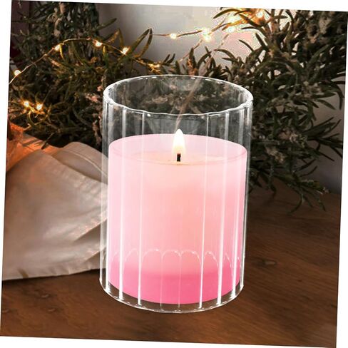 Toyvian Glass Candle Shades Set 3pcs (6x10cm, 6x15cm, 6x20cm) Striped Open Ended Chimney Tubes Decorative Glass Candle Holders for Home and Wedding Décor in Kuwait