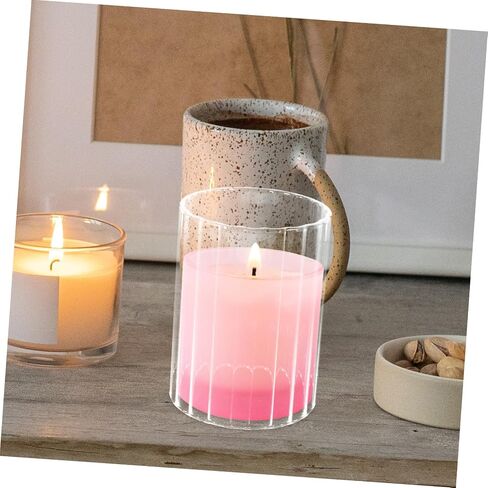 Toyvian Glass Candle Shades Set 3pcs (6x10cm, 6x15cm, 6x20cm) Striped Open Ended Chimney Tubes Decorative Glass Candle Holders for Home and Wedding Décor in Kuwait