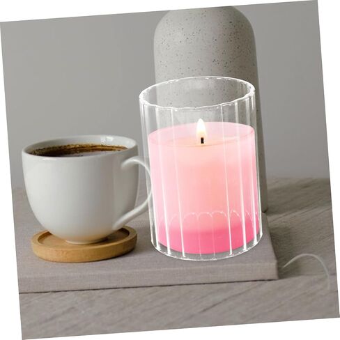 Toyvian Glass Candle Shades Set 3pcs (6x10cm, 6x15cm, 6x20cm) Striped Open Ended Chimney Tubes Decorative Glass Candle Holders for Home and Wedding Décor in Kuwait