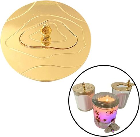 Candle Cover Candle Shade Candle Jar Lid Zinc Alloy Candle Accessories Odor Preserving Dustproof Windproof Suitable for Candle Lovers Home Decoration, 81mm Gold in Kuwait