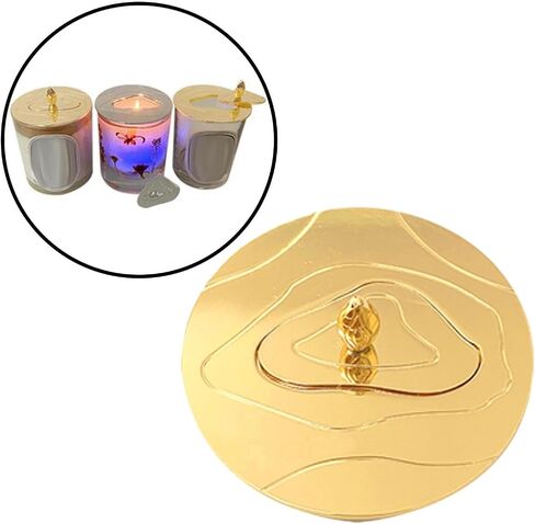 Candle Cover Candle Shade Candle Jar Lid Zinc Alloy Candle Accessories Odor Preserving Dustproof Windproof Suitable for Candle Lovers Home Decoration, 81mm Gold in Kuwait