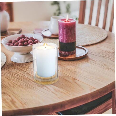Gadpiparty Glass Candle Cover with Base, Windproof Hurricane Candleholder, 7.5cm Diameter X 10cm Height, Decorative Glass Shade for Home, Wedding, and Dinner Table Use in Kuwait