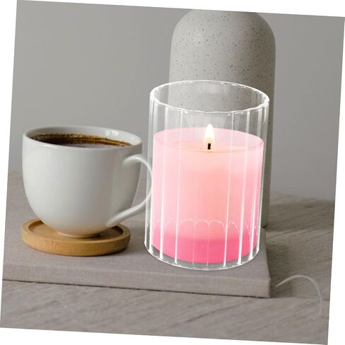 Glass Candle Shades 3pcs Set (6×10cm, 6×15cm, 6×20cm) Striped Open Ended Candle Holder Covers for Desktop and Wedding Home Décor in Saudi Arabia