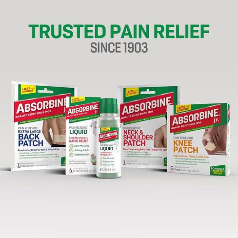 Absorbine Jr. Pain Relief Patches for Back Pain - Menthol Pain Patch for Lower Back, Muscle Aches, & Cramps - Large Back Patch for Soreness, Stiffness, & Tension Relief - Up to 8 Hours - 18 Count in Saudi Arabia