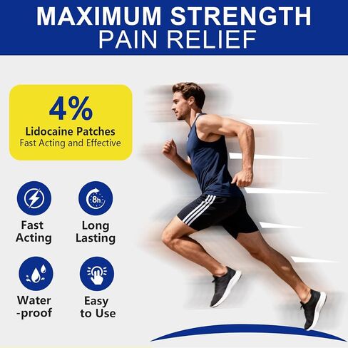 4% Lidocaine Pain Relief Patches, Fast Acting, Maximum OTC Strength, for Back, Neck, Shoulder, Joint & Muscle Pain, 8-Hour Effectiveness-30 Count in Kuwait