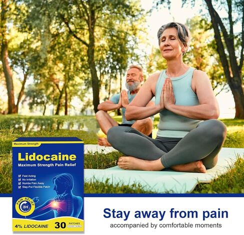 4% Lidocaine Pain Relief Patches, Fast Acting, Maximum OTC Strength, for Back, Neck, Shoulder, Joint & Muscle Pain, 8-Hour Effectiveness-30 Count in Kuwait