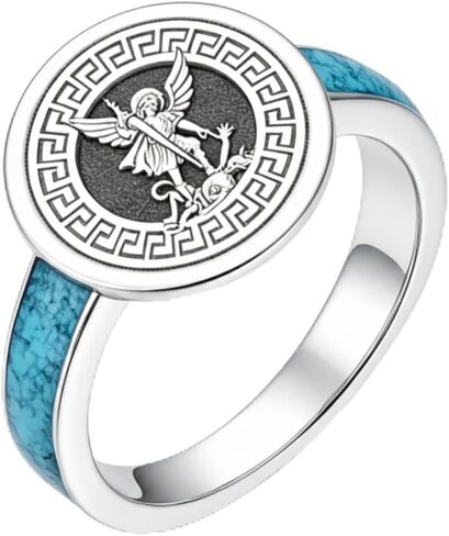 Dorunmo Turquoise Rings 925 Sterling Silver Western Ring Vintage Jewelry Gift for Women Men in Kuwait
