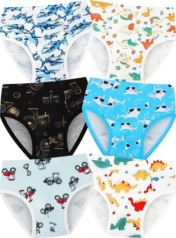 Boys Cotton Underwear, Soft Tagless Briefs for Toddlers and Little Kids, Breathable Comfort Fit,6-Pack in Kuwait