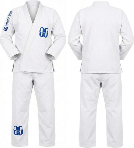 زي BJJ Gi Kimono البرازيلي جيو جيتسو للرجال - 450 جرام لكل متر مربع منكمش مسبقًا BJJ Gi باللون الأبيض والأسود والأزرق و4 مقاسات in Kuwait
