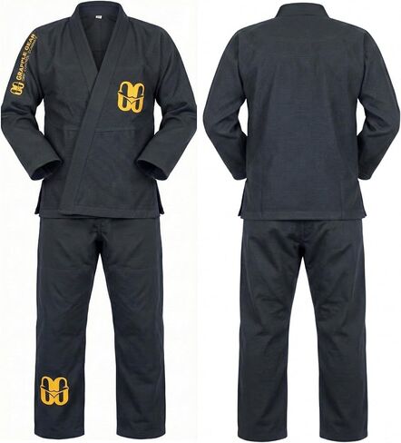 زي BJJ Gi Kimono البرازيلي جيو جيتسو للرجال - 450 جرام لكل متر مربع منكمش مسبقًا BJJ Gi باللون الأبيض والأسود والأزرق و4 مقاسات in Kuwait