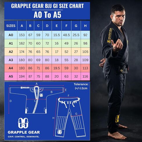 زي BJJ Gi Kimono البرازيلي جيو جيتسو للرجال - 450 جرام لكل متر مربع منكمش مسبقًا BJJ Gi باللون الأبيض والأسود والأزرق و4 مقاسات in Kuwait