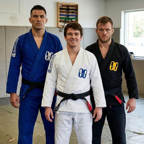 زي BJJ Gi Kimono البرازيلي جيو جيتسو للرجال - 450 جرام لكل متر مربع منكمش مسبقًا BJJ Gi باللون الأبيض والأسود والأزرق و4 مقاسات in Kuwait